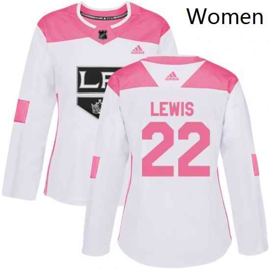 Womens Adidas Los Angeles Kings 22 Trevor Lewis Authentic WhitePink Fashion NHL Jersey